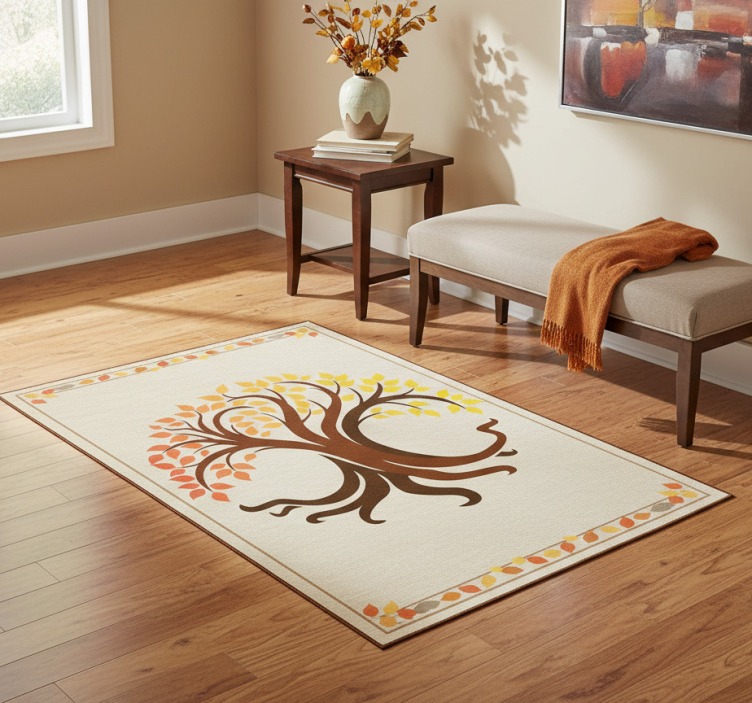 Nature vinyl rug tree of life in autumn colors - TenStickers