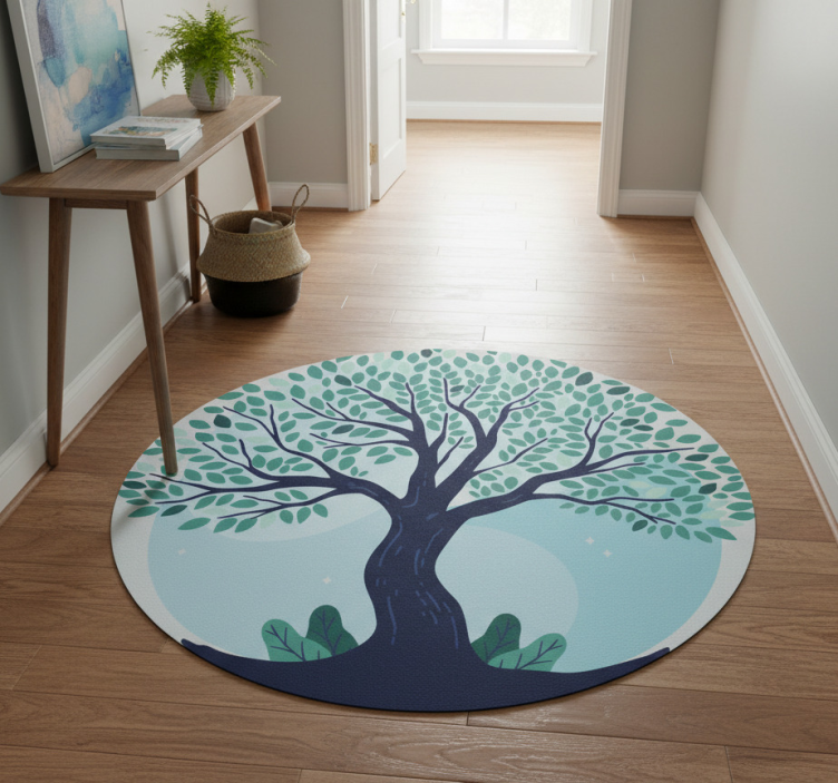 Nature vinyl rug tree of life in blue - TenStickers