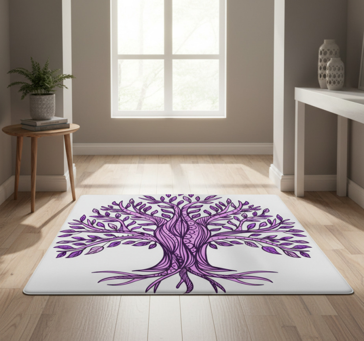 Nature vinyl rug tree of life purple design - TenStickers