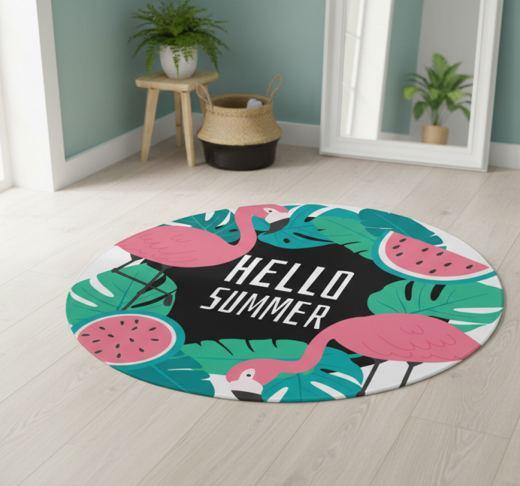Nature vinyl rug tropical flamingo pattern - TenStickers