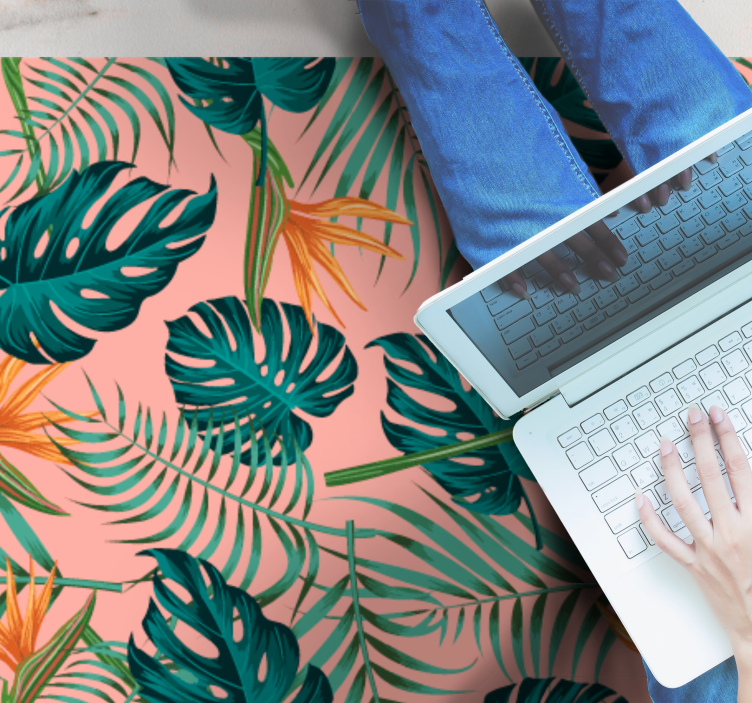 Nature vinyl rug tropical leaf design - TenStickers