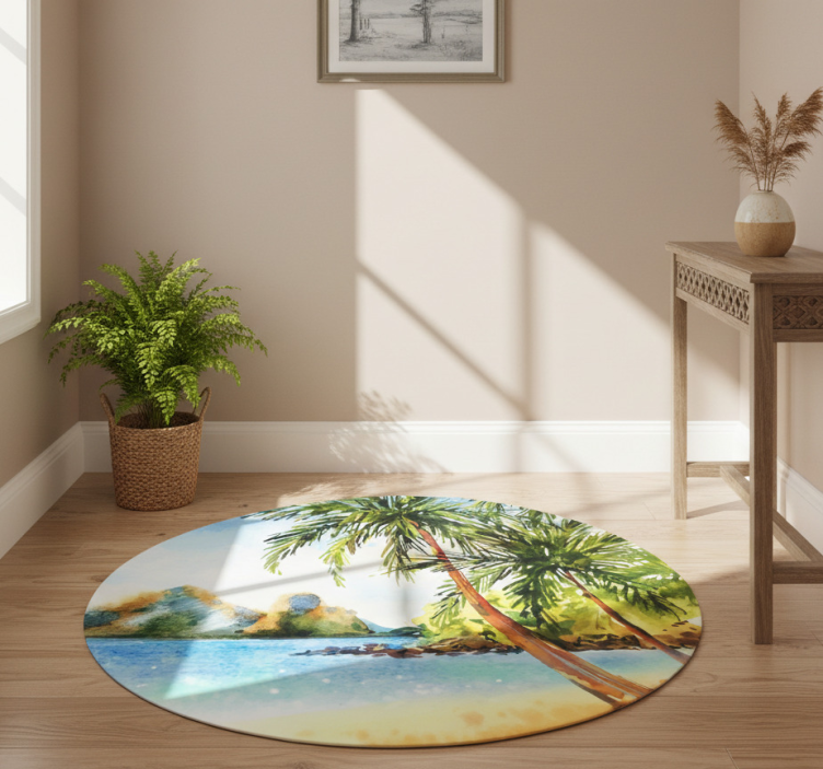 Nature vinyl rug tropical palm beach - TenStickers