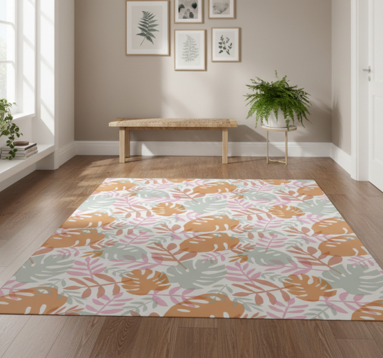 Nature vinyl rug verdant leaf design - TenStickers
