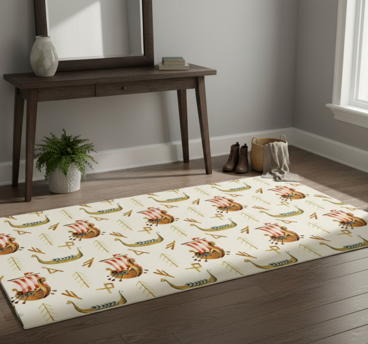 Nature vinyl rug viking ship design - TenStickers