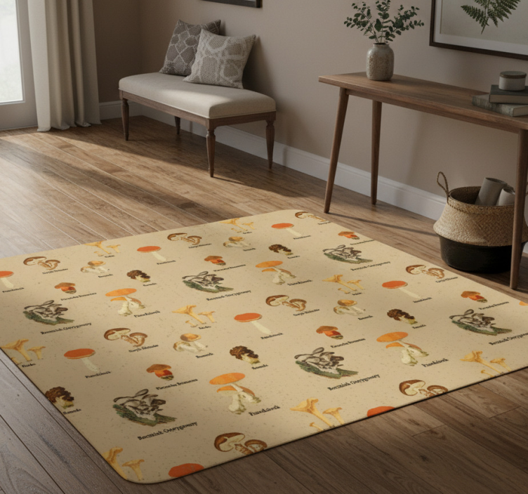 Nature vinyl rug vintage mushroom varieties - TenStickers