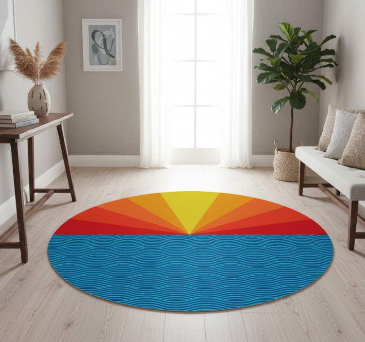 Nature vinyl rug retro sea sunset - TenStickers