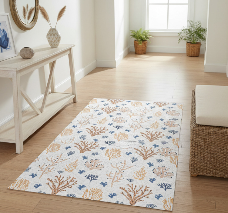 Nature vinyl rug with chic coral design - TenStickers