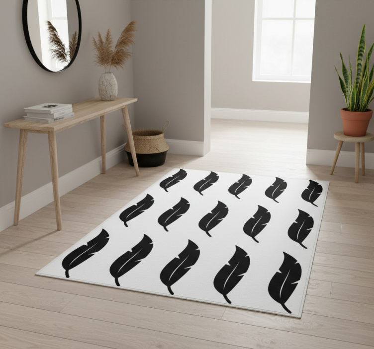 Nature vinyl rug with floating feather design - TenStickers