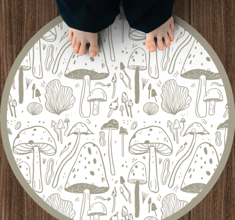 Nature vinyl rug with fungal design - TenStickers
