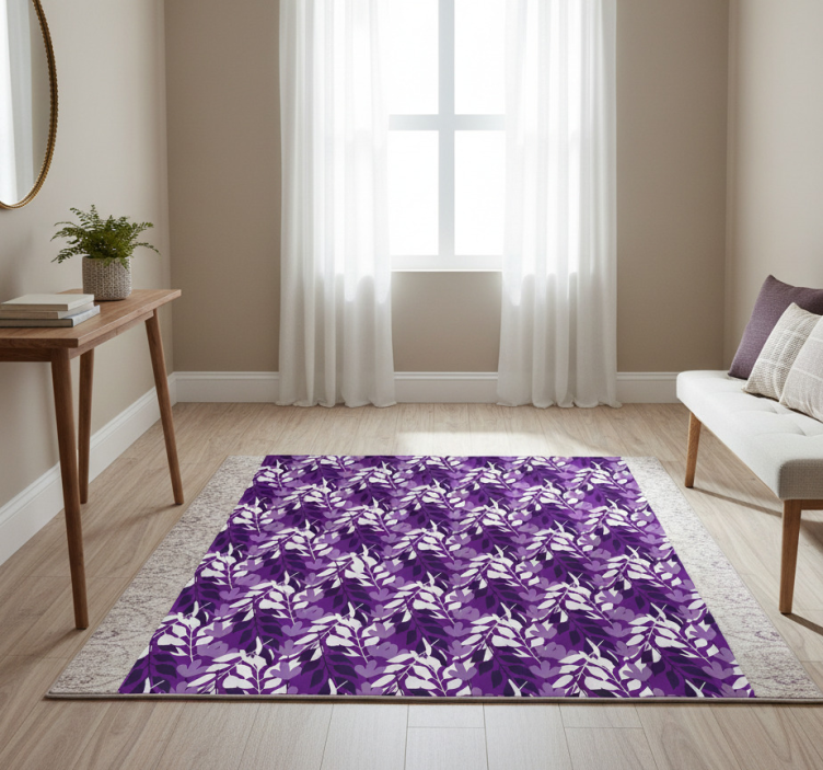 Nature vinyl rug with leafy pattern design - TenStickers