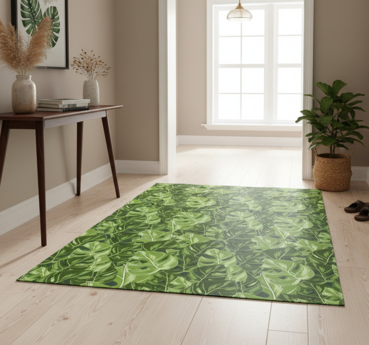 Nature vinyl rug with lush leaf designs - TenStickers