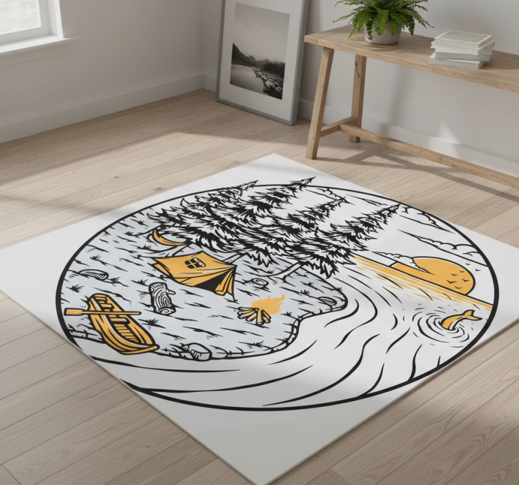 Nature vinyl rug with motorhome yellow scenery - TenStickers