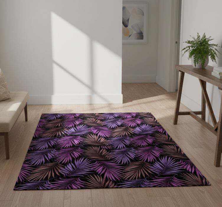 Nature vinyl rug with purple leaf design - TenStickers