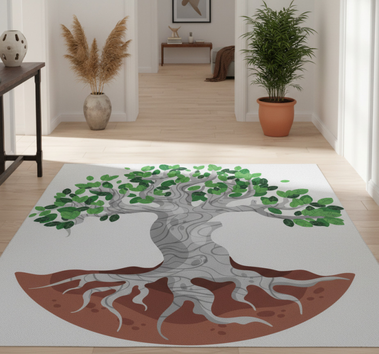 Nature vinyl rug with stylized tree roots - TenStickers