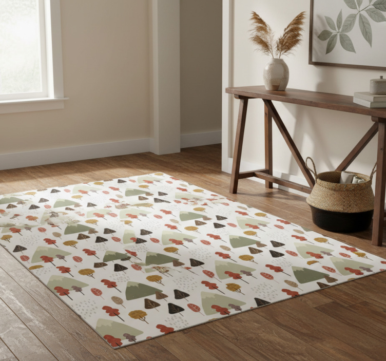 Nature vinyl rug with whimsical tree designs - TenStickers