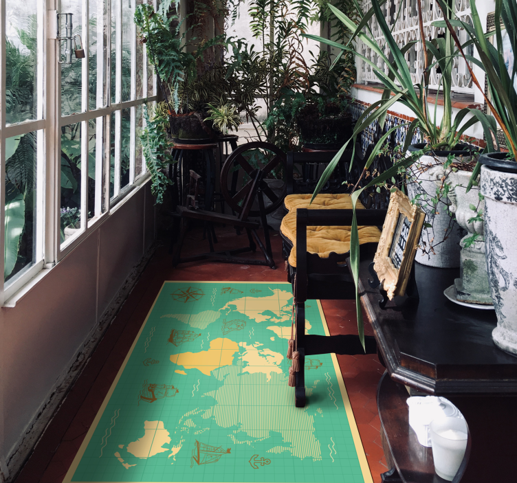 Nautical Exploration Map world map vinyl rug - TenStickers