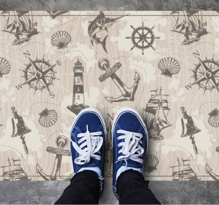 Nautical Themes world map vinyl rug - TenStickers