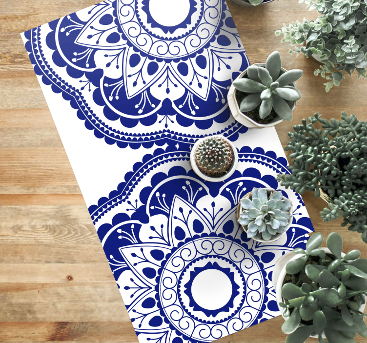 Navy pattern mandala vinyl rug - TenStickers
