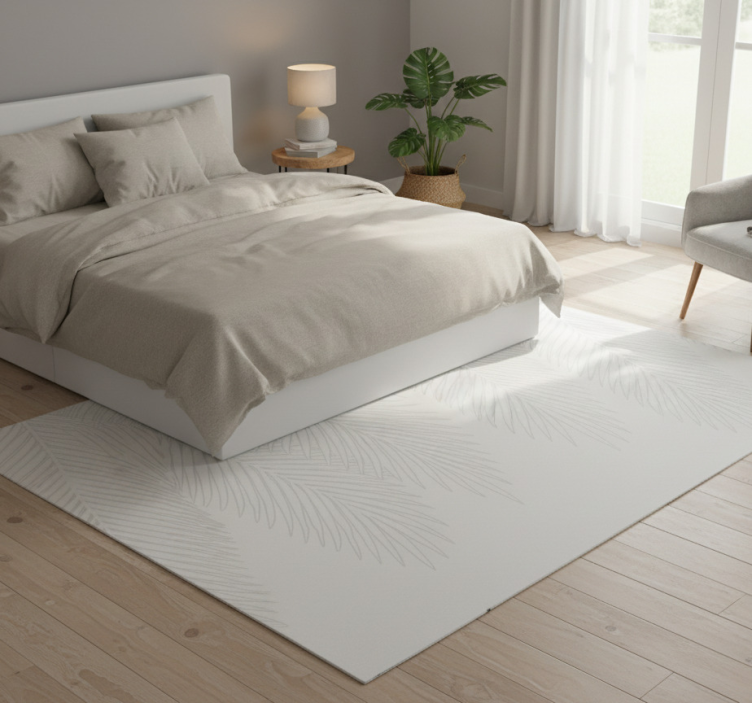 Neutral palm bedroom vinyl rug - TenStickers