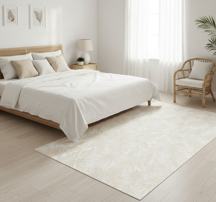Neutral tropical bedroom vinyl rug - TenStickers