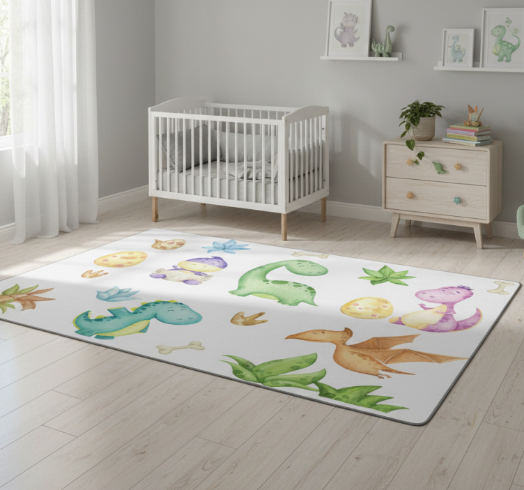 Nordic dinosaur bedroom vinyl rug - TenStickers