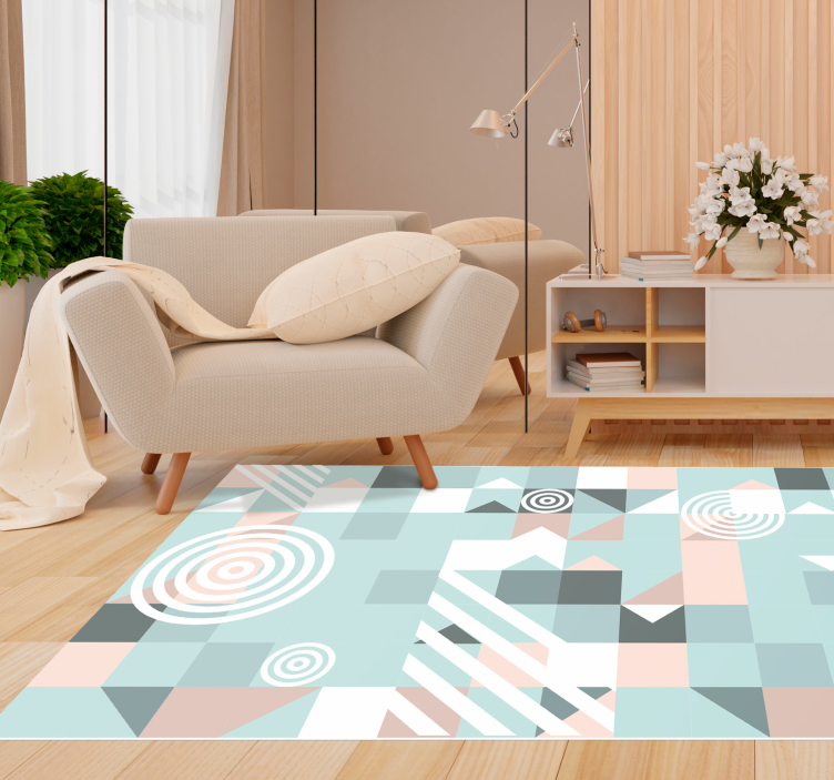 Nordic geometric pastel tones vinyl rug - TenStickers