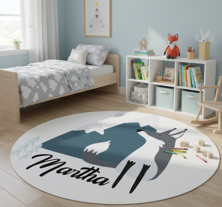 Nordic snow fox animal vinyl rug - TenStickers