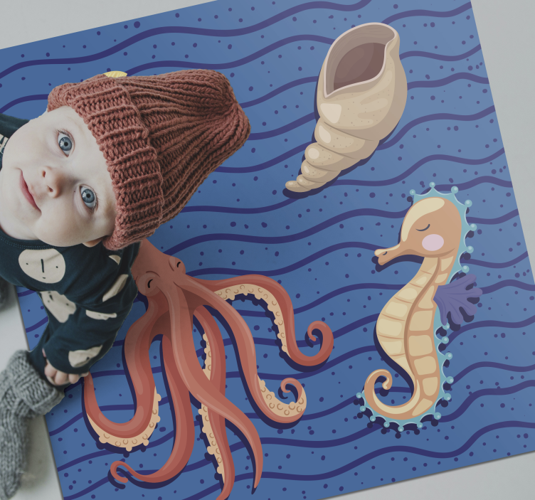OCEAN ANIMALS PLAYTIME kids vinyl rug - TenStickers