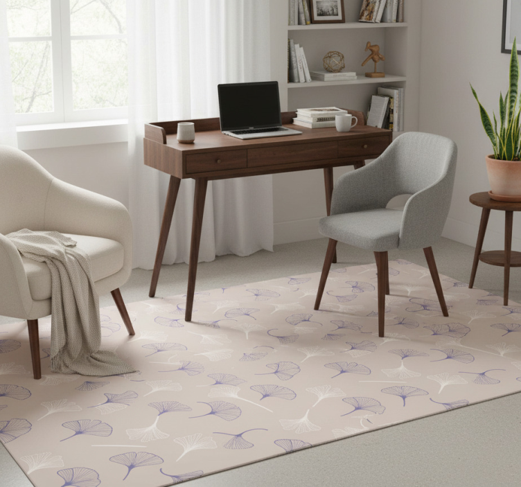 Office vinyl rug ginkgo leaves cream - TenStickers