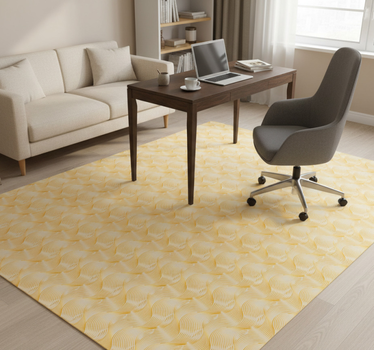 Office vinyl rug gold foil wave illusion - TenStickers