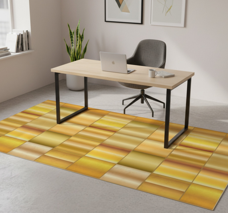 Office vinyl rug in gold yellow blocks - TenStickers