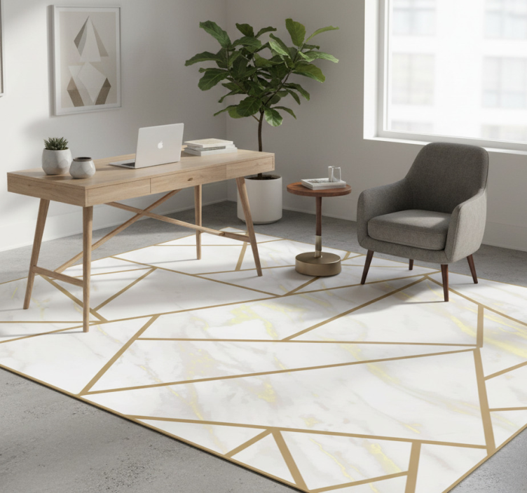 Office vinyl rug marble geometric mosaic design - TenStickers