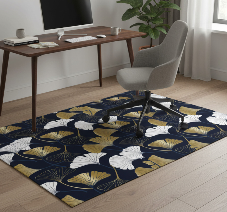 Office vinyl rug with embossed ginkgo leaves - TenStickers