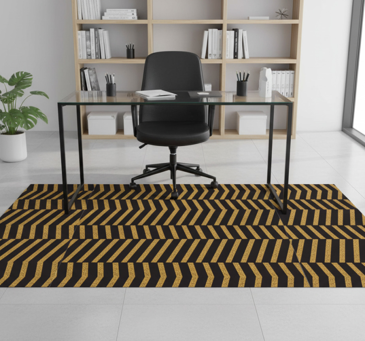 Office vinyl rug with marble gold lines - TenStickers