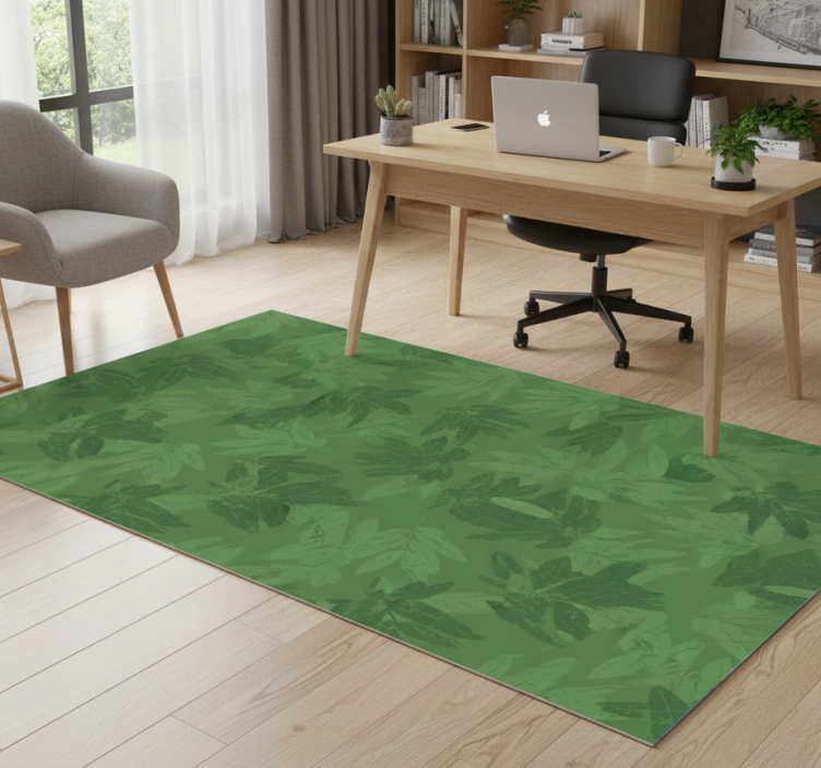 Office vinyl rug with simple green leaves pattern - TenStickers