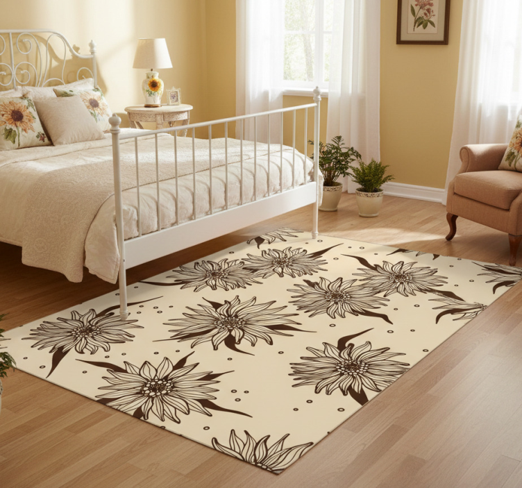 Old sunflower floral vinyl rug - TenStickers