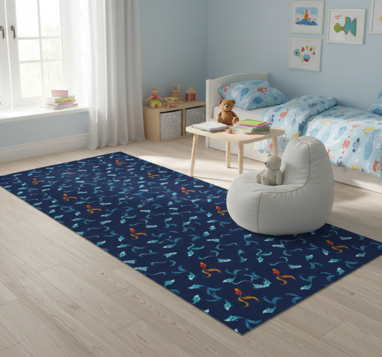 One in a thousand orange fish animal vinyl rug - TenStickers
