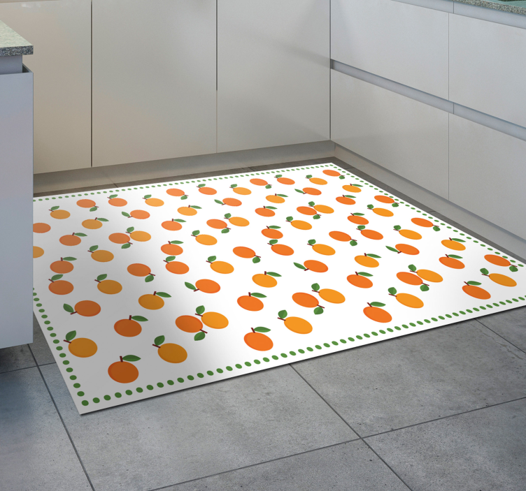 Orange Citrus Pattern kitchen vinyl rug - TenStickers
