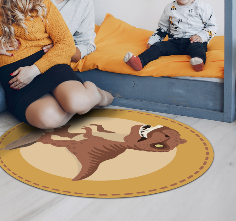 orange dinosaur background animal rug - TenStickers