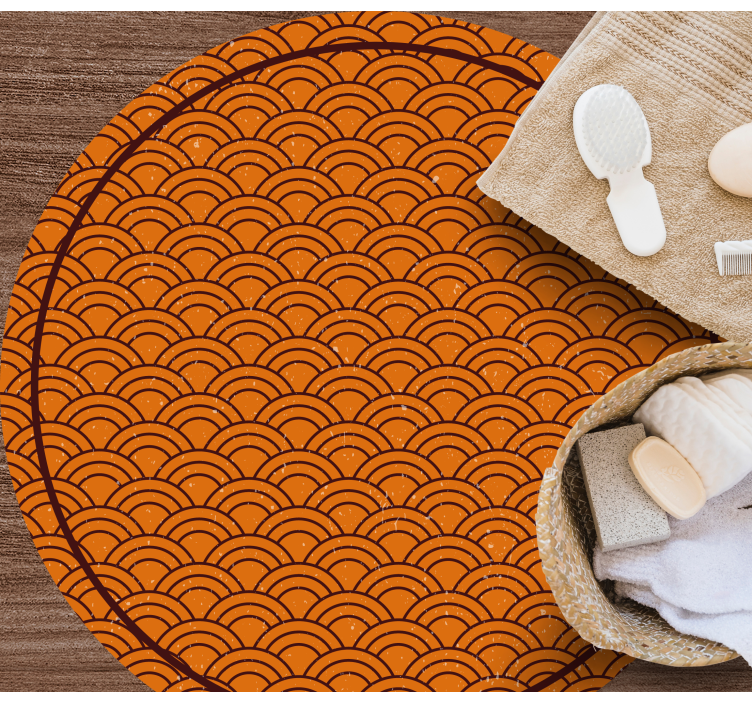 Orange Wave Pattern circular vinyl rug - TenStickers