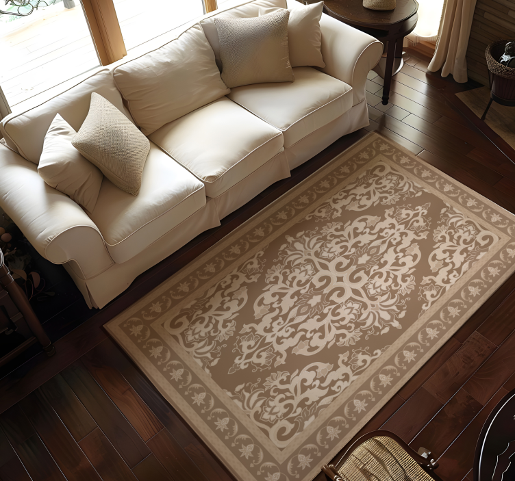 Oriental design beige vinyl rug - TenStickers