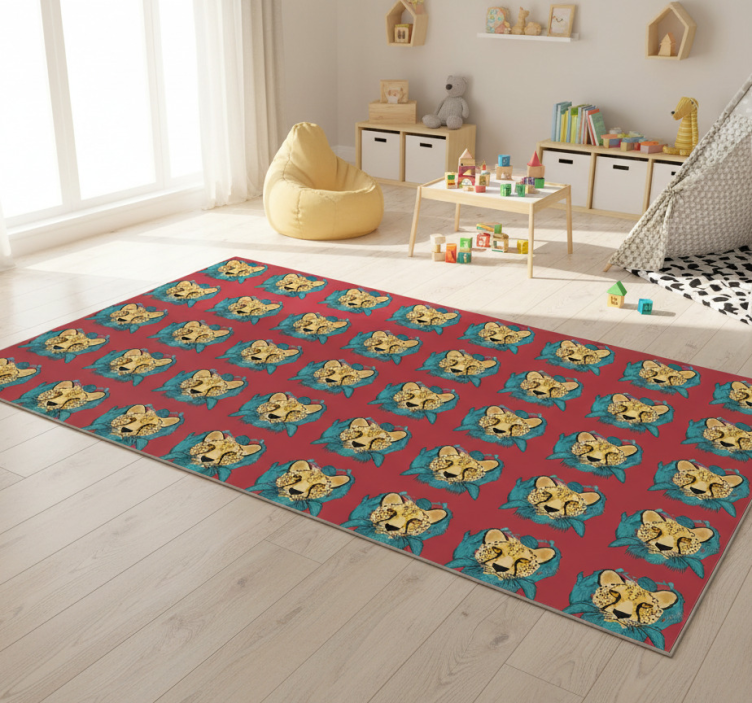 Oriental style leopard graphic animal vinyl rug - TenStickers