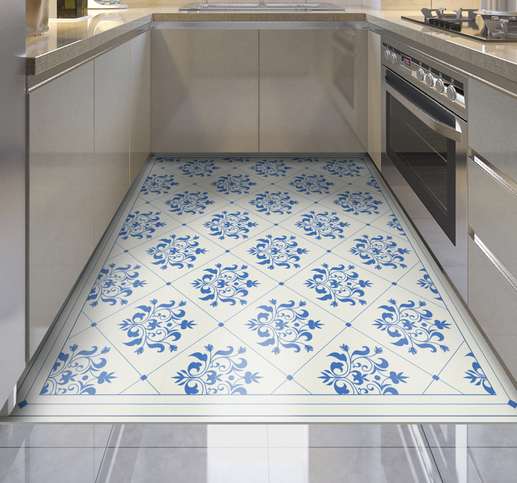 Ornamental Blue tile vinyl rug - TenStickers