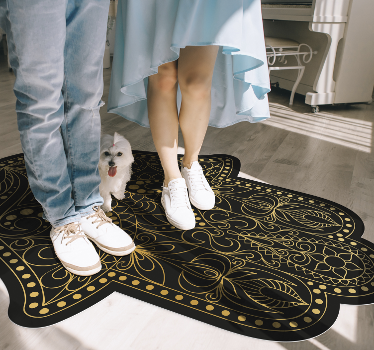 Ornamental Hamsa mandala vinyl rug - TenStickers