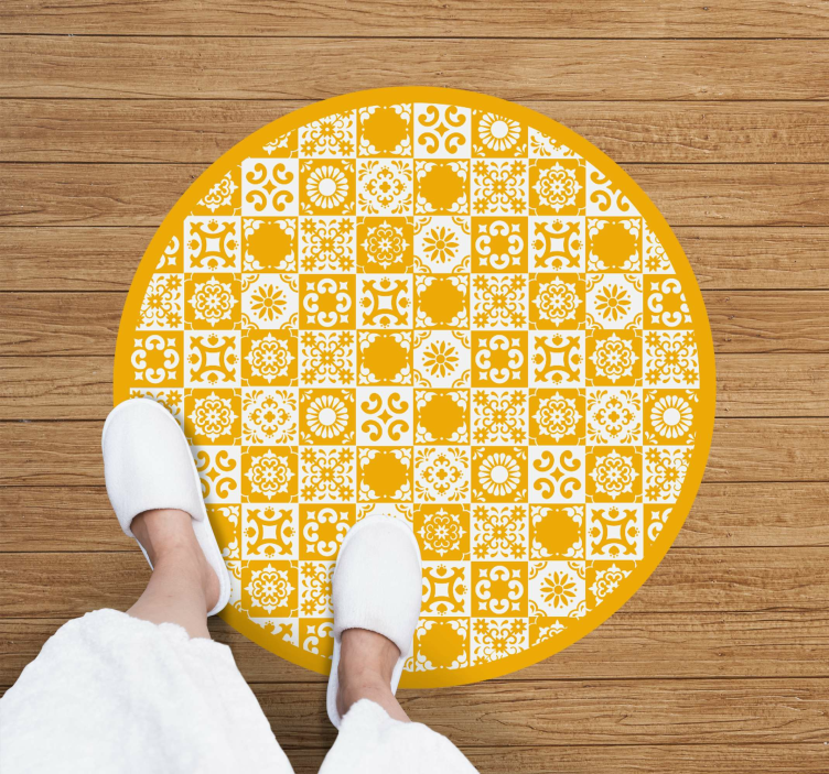 Ornate Circular Mosaic tile vinyl rug - TenStickers