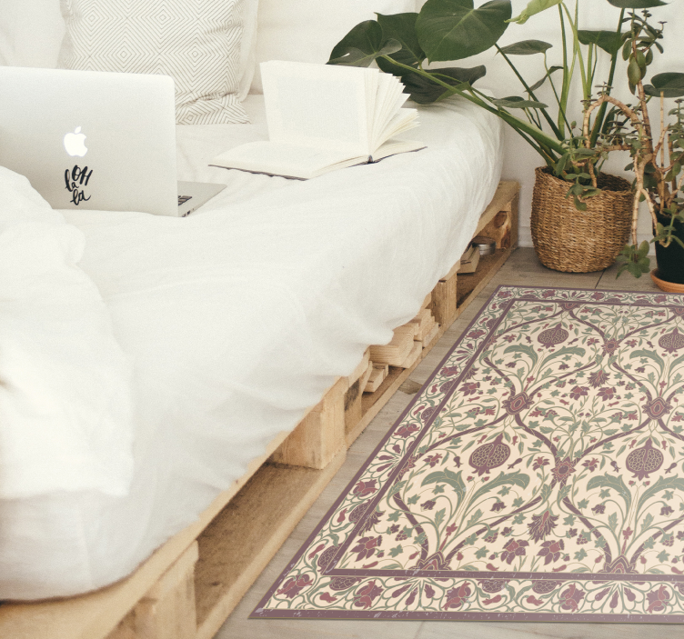 Ornate Floral Motif vintage vinyl rug - TenStickers