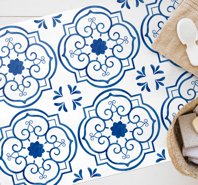 Ornate motif tile pattern vinyl rug - TenStickers