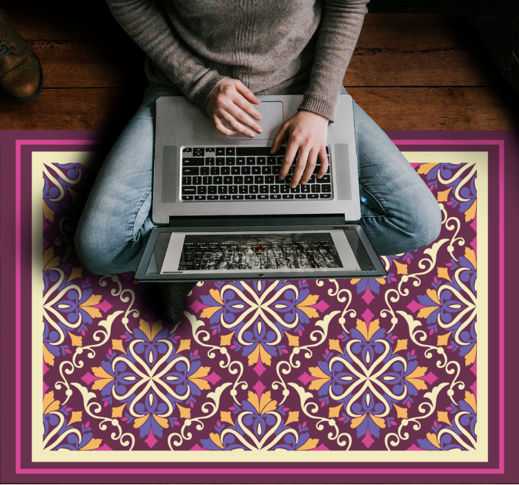 Ornate tile pattern geometric vinyl rug - TenStickers