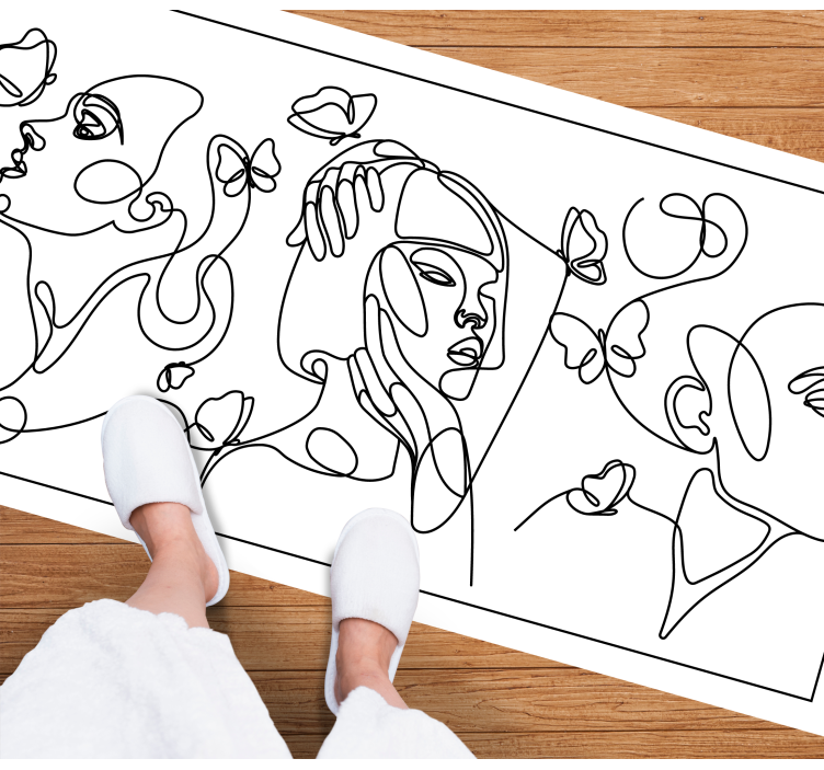 Outlime art faces modern vinyl rug - TenStickers