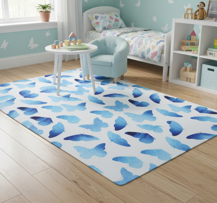 Painted butterflies animal vinyl rug - TenStickers
